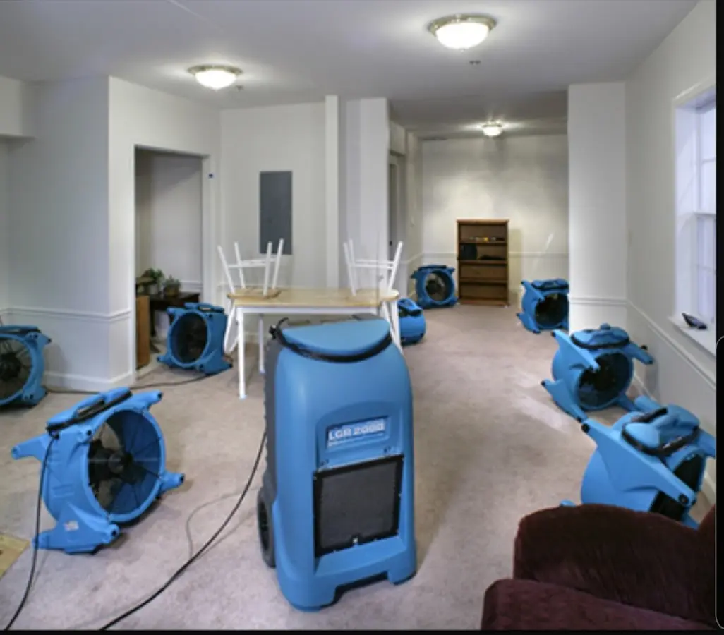 Air movers and dehumidifier setup for Water Extraction & Removal in Pearsall